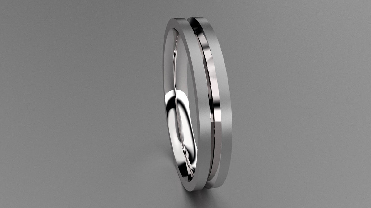 Brushed Sterling Silver 3mm Single V Groove Wedding Band