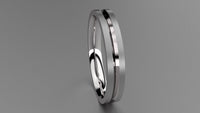 Brushed Sterling Silver 3mm Single V Groove Wedding Band