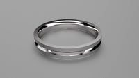 Brushed Sterling Silver 3mm Single V Groove Wedding Band