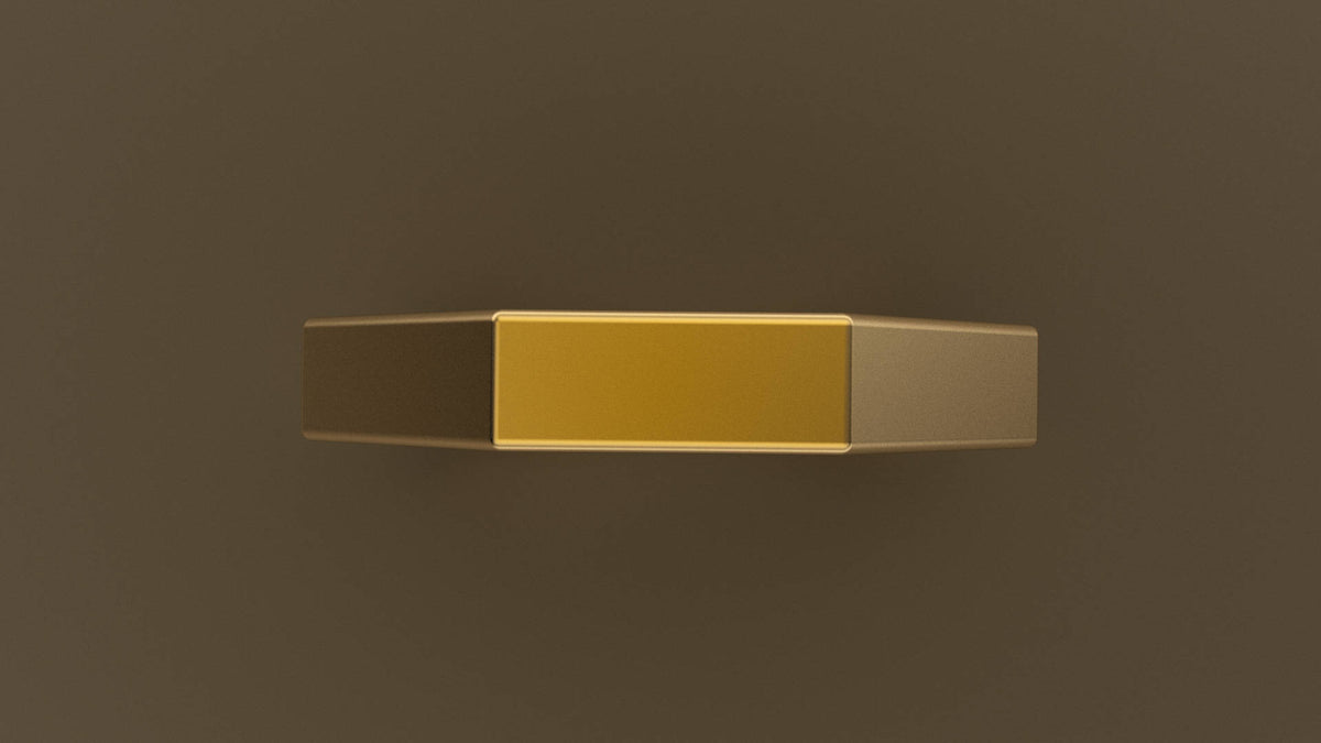 Brushed Yellow Gold 4mm Octagon Bolt Wedding Band