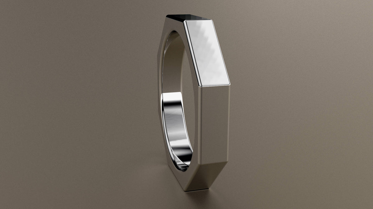 Polished White Gold 4mm Octagon Bolt Wedding Band