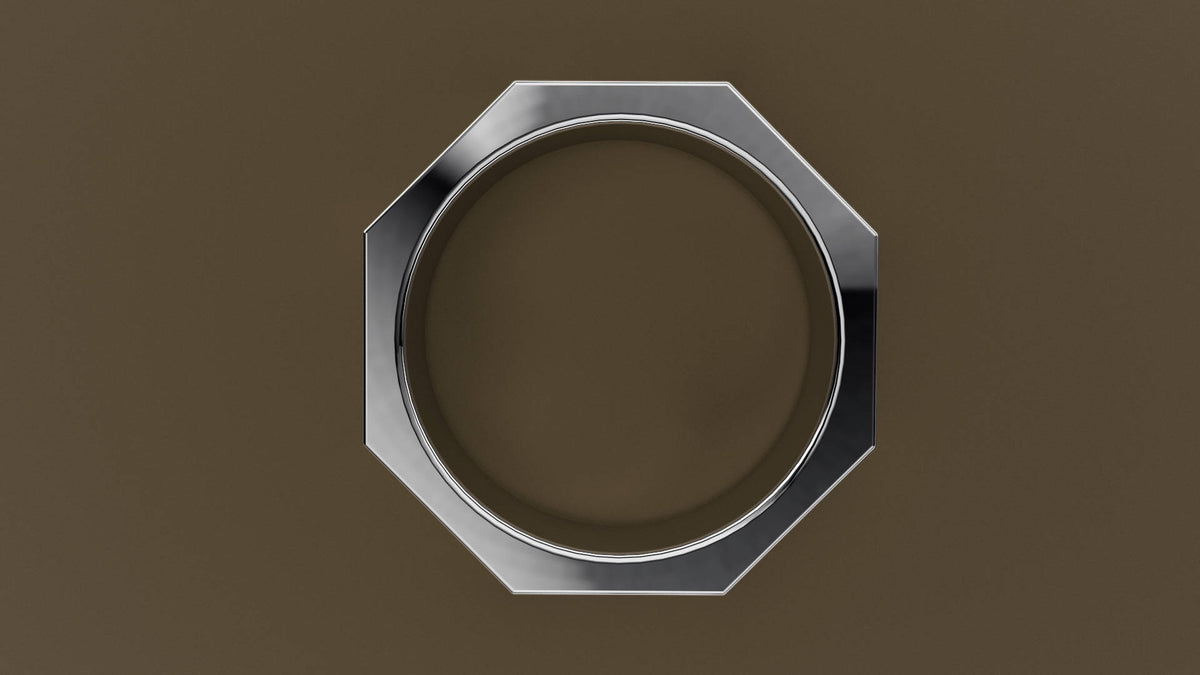 Polished White Gold 8mm Octagon Bolt Wedding Band