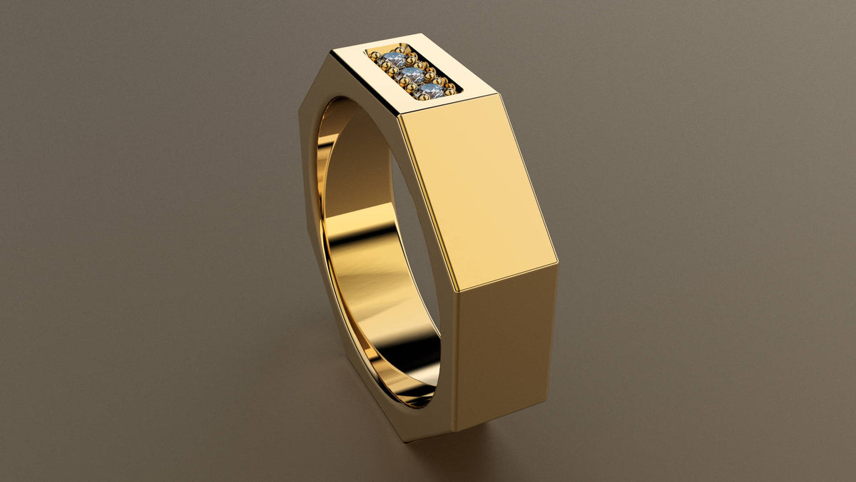 Polished Yellow Gold Diamond 6mm Octagon Wedding Band