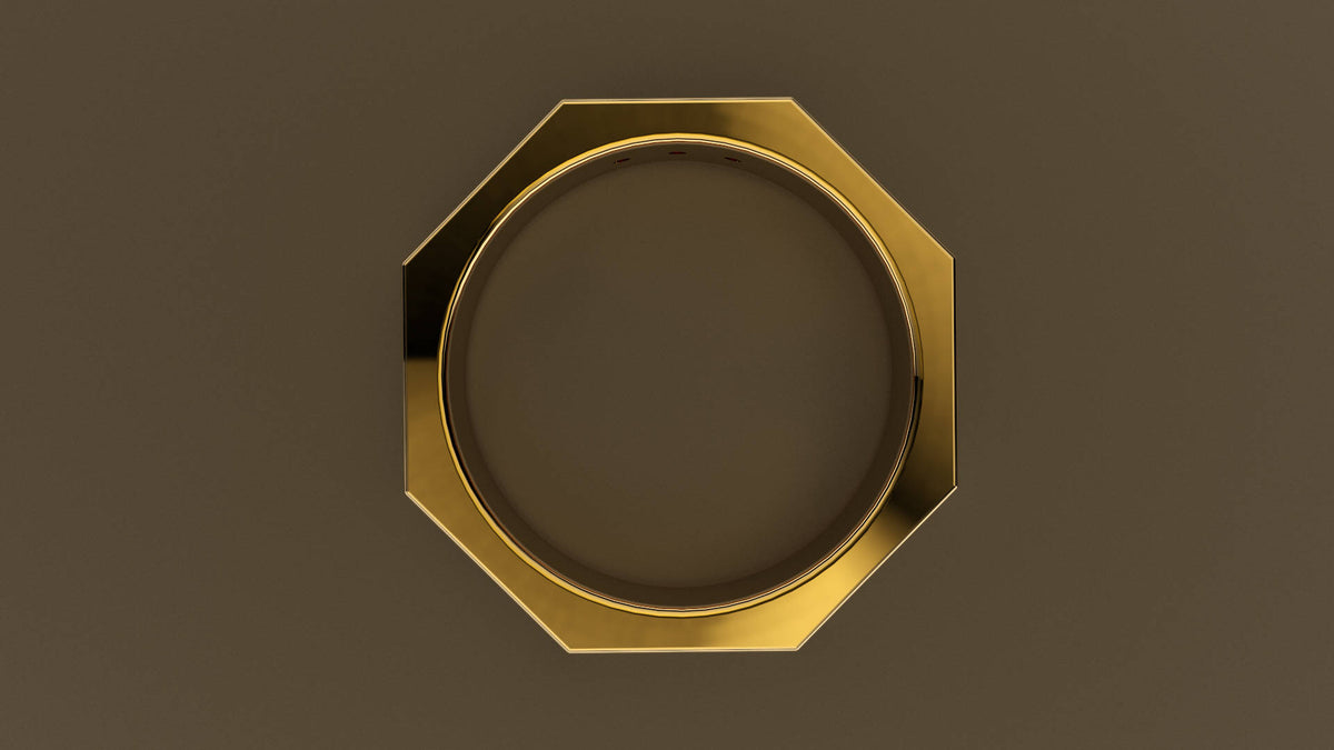 Polished Yellow Gold Black Diamond 6mm Octagon Wedding Band