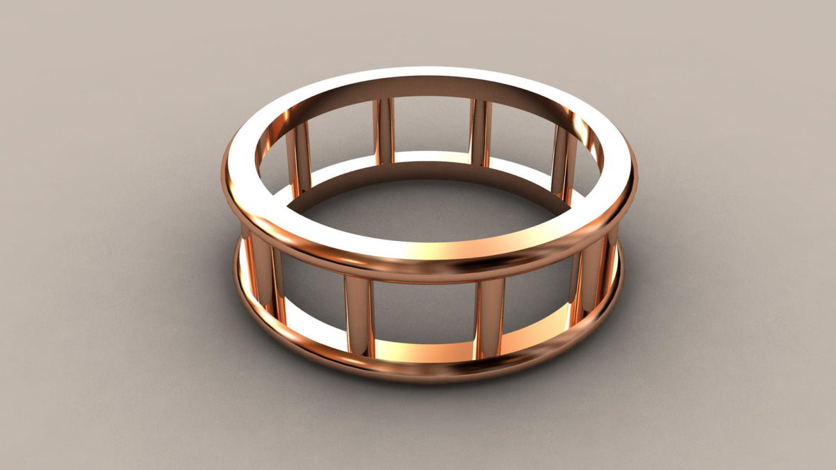 Polished Rose Gold 8mm Open Bar Wedding Band