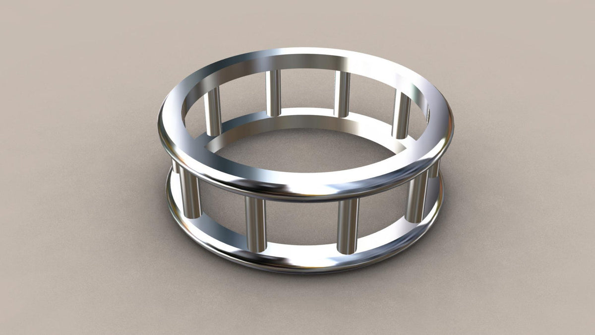 Polished Sterling Silver 8mm Open Bar Wedding Band
