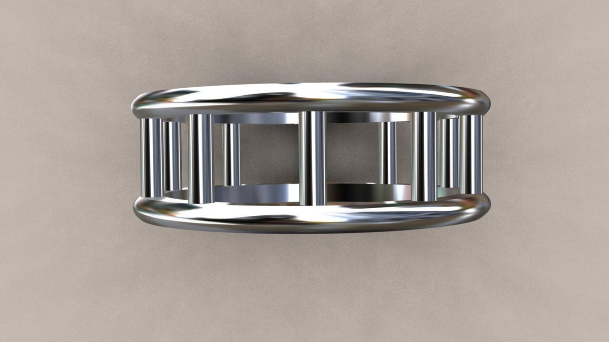 Polished White Gold 8mm Open Bar Wedding Band