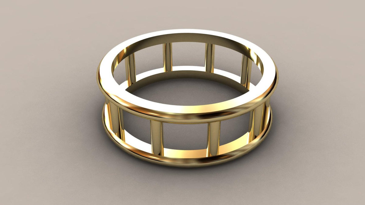 Polished Yellow Gold 8mm Open Bar Wedding Band