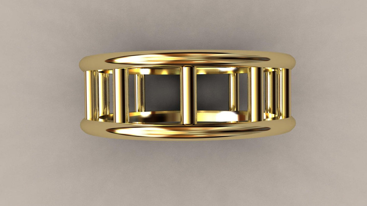 Polished Yellow Gold 8mm Open Bar Wedding Band
