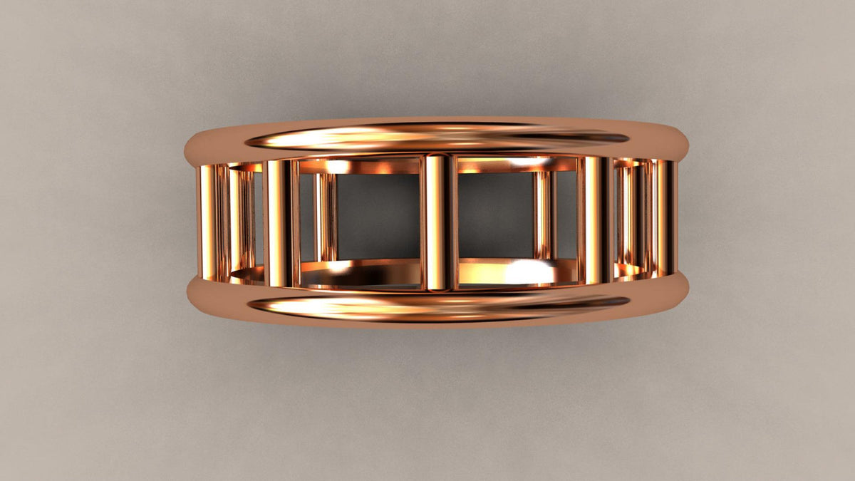 Polished Rose Gold 8mm Open Bar Wedding Band