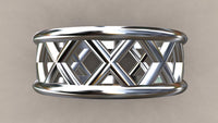 Polished White Gold 8mm Open Cross Bar Wedding Band