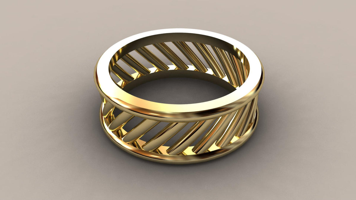 Polished Yellow Gold 8mm Open Bar Wedding Band