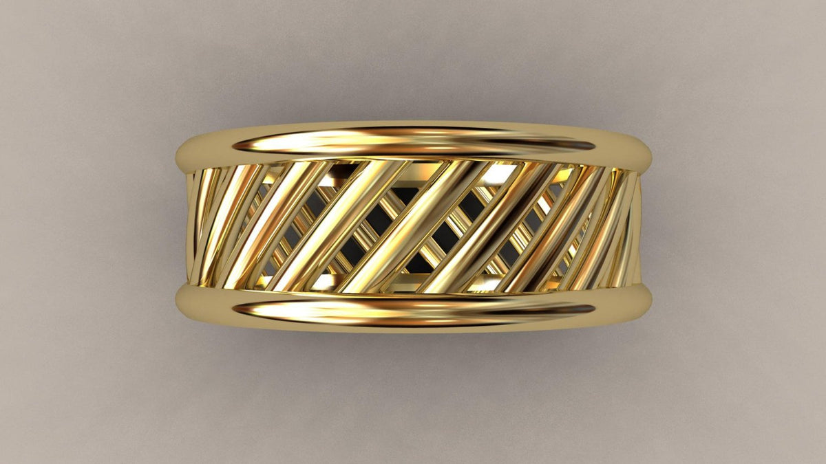 Polished Yellow Gold 8mm Open Bar Wedding Band