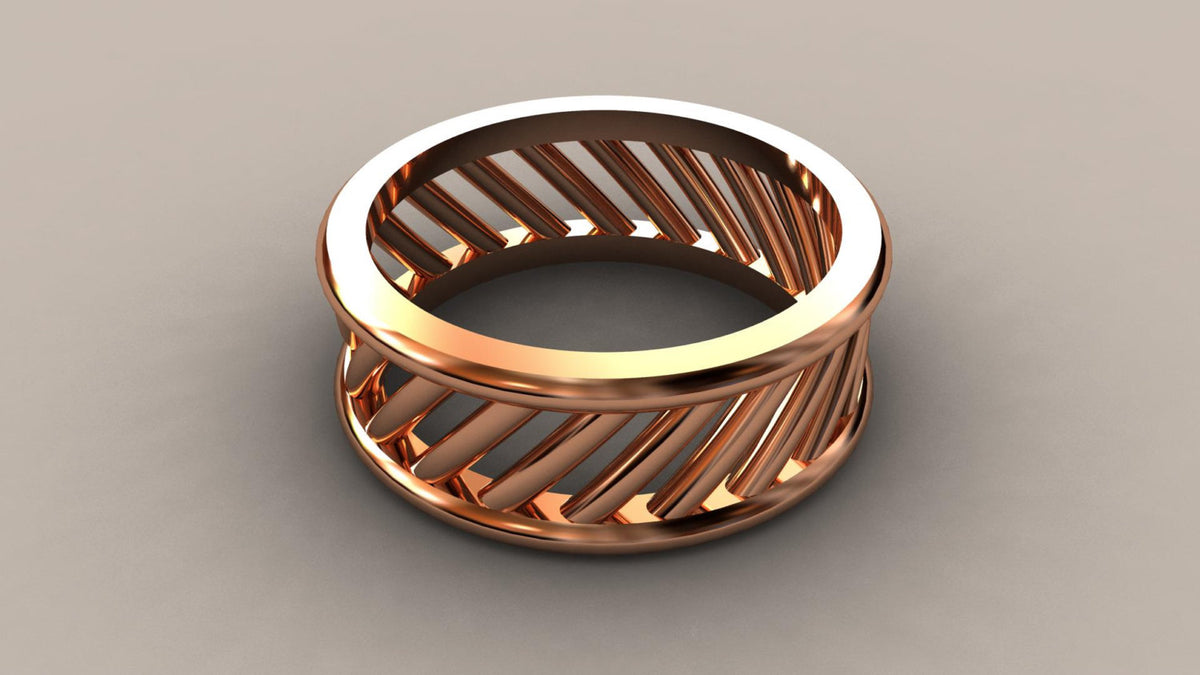 Polished Rose Gold 8mm Open Bar Wedding Band