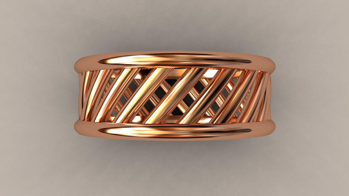 Polished Rose Gold 8mm Open Bar Wedding Band