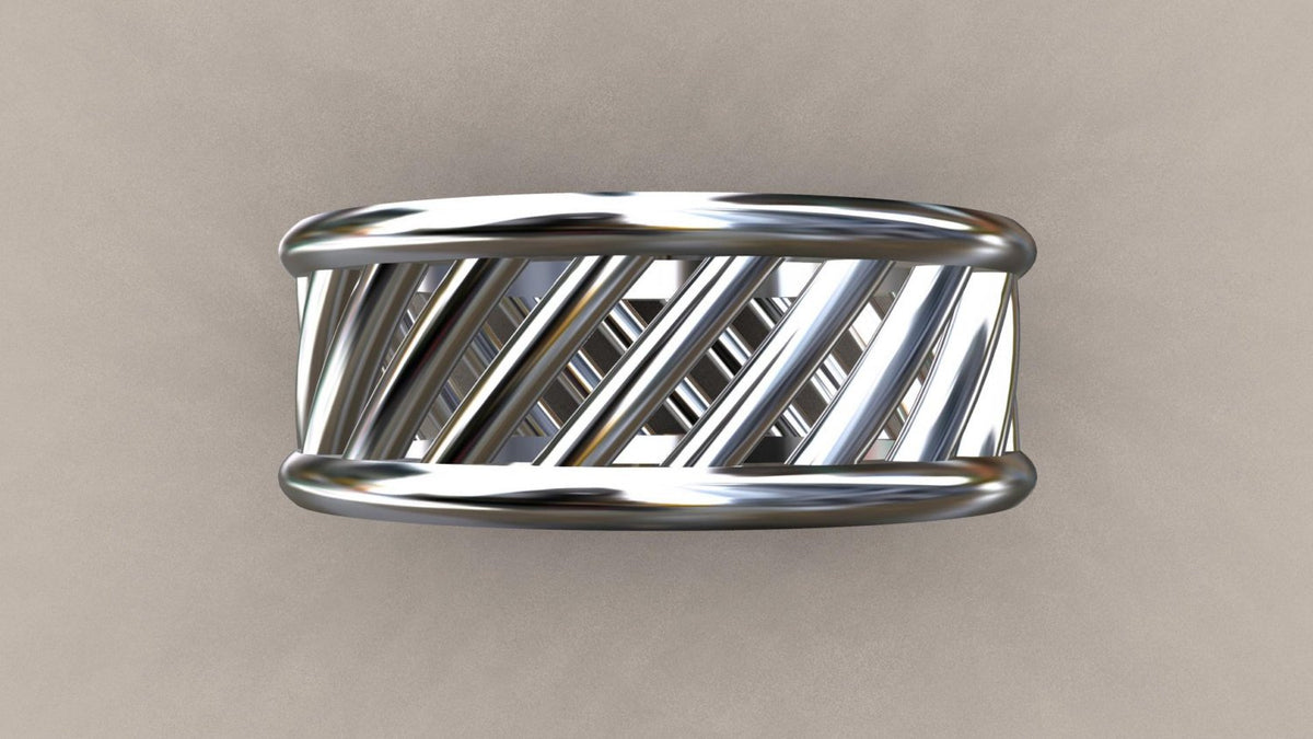 Polished White Gold 8mm Open Bar Wedding Band