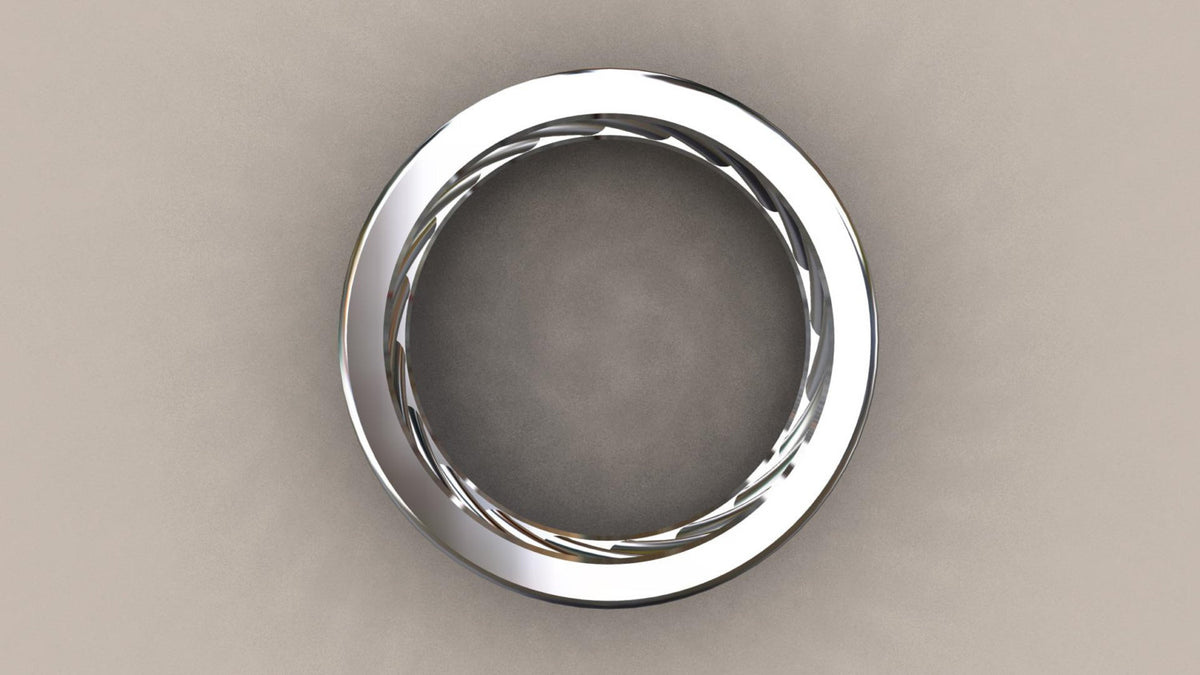 Polished White Gold 8mm Open Bar Wedding Band