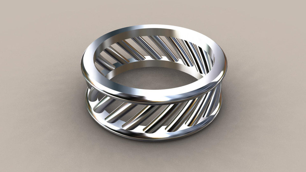 Polished White Gold 8mm Open Bar Wedding Band