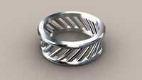 Polished White Gold 8mm Open Bar Wedding Band