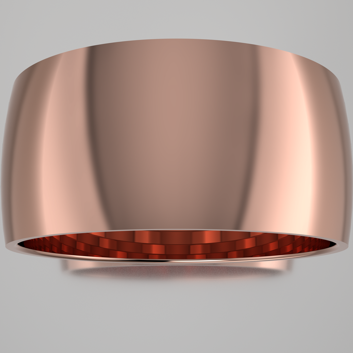 Polished Rose Gold 10mm Domed Wedding Band