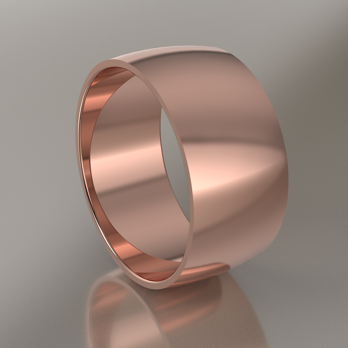 Polished Rose Gold 10mm Domed Wedding Band