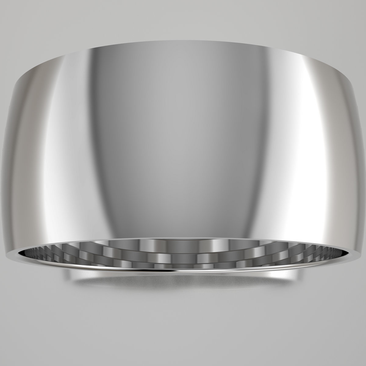 Polished White Gold 10mm Domed Wedding Band