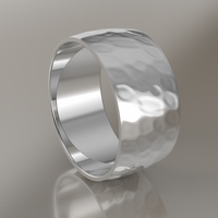 Hammered White Gold 10mm Domed Wedding Band