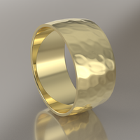 Hammered Yellow Gold 10mm Domed Wedding Band