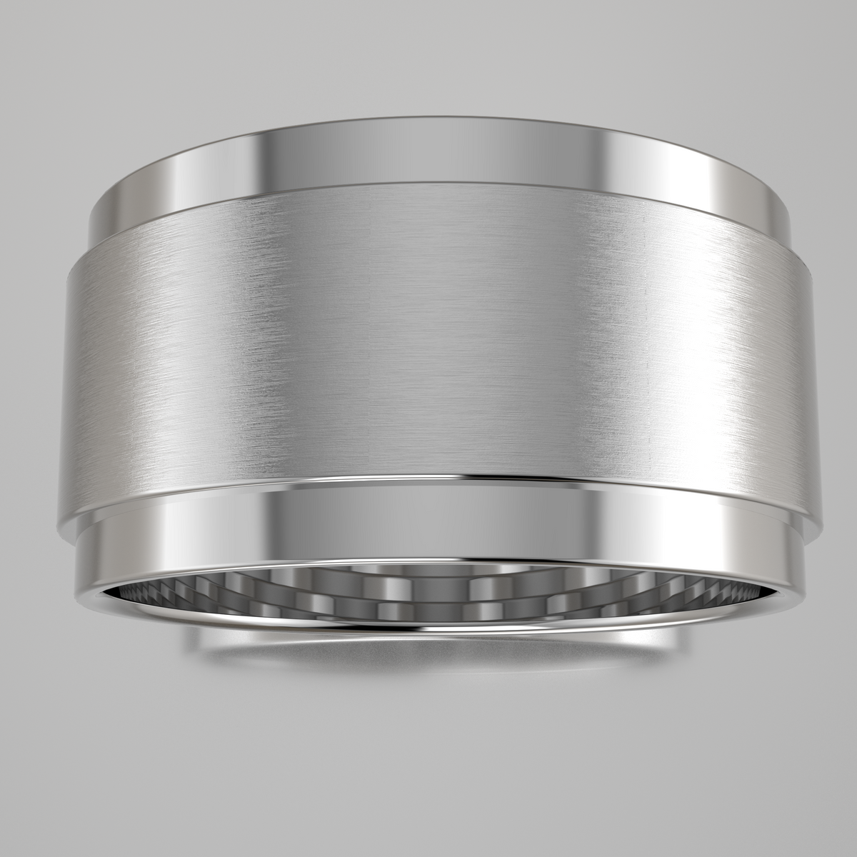 Brushed White Gold 10mm Step Edge Wedding Band