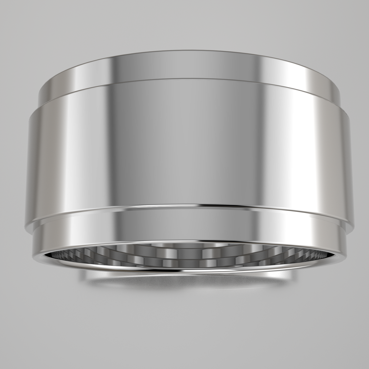 Polished White Gold 10mm Step Edge Wedding Band