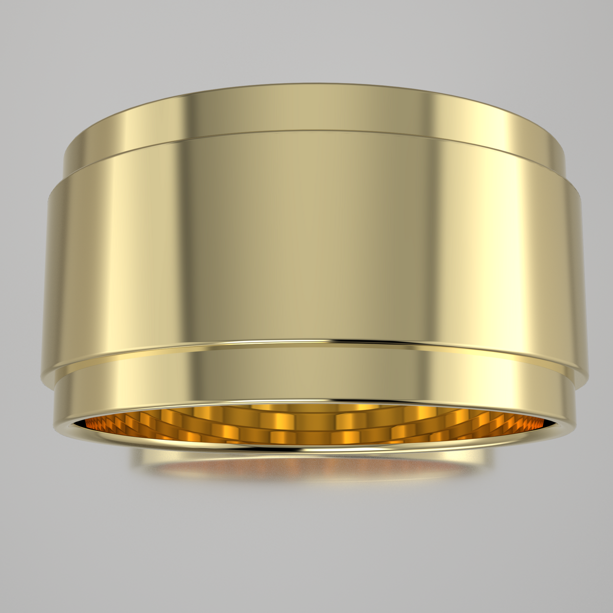 Polished Yellow Gold 10mm Step Edge Wedding Band