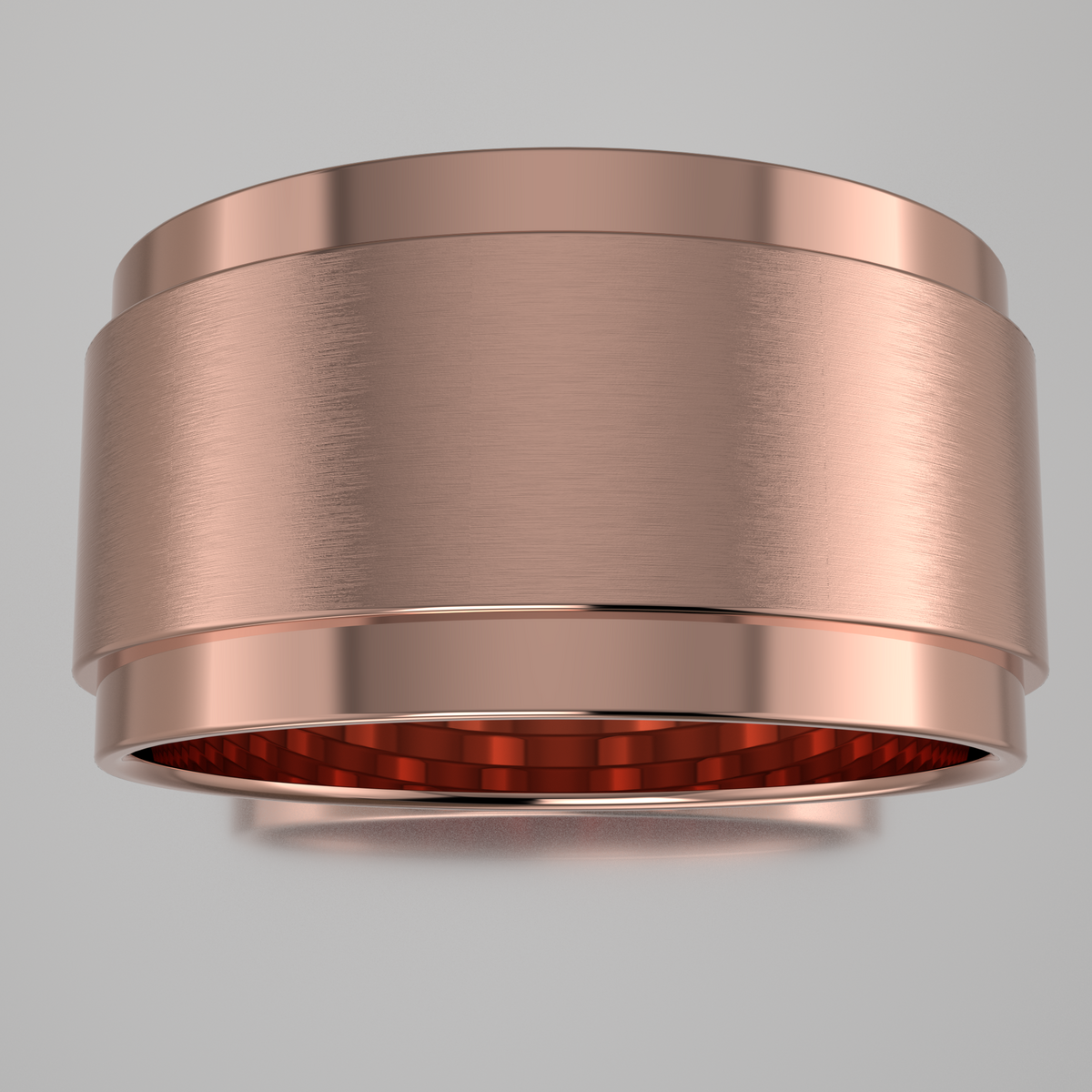 Brushed Rose Gold 10mm Step Edge Wedding Band