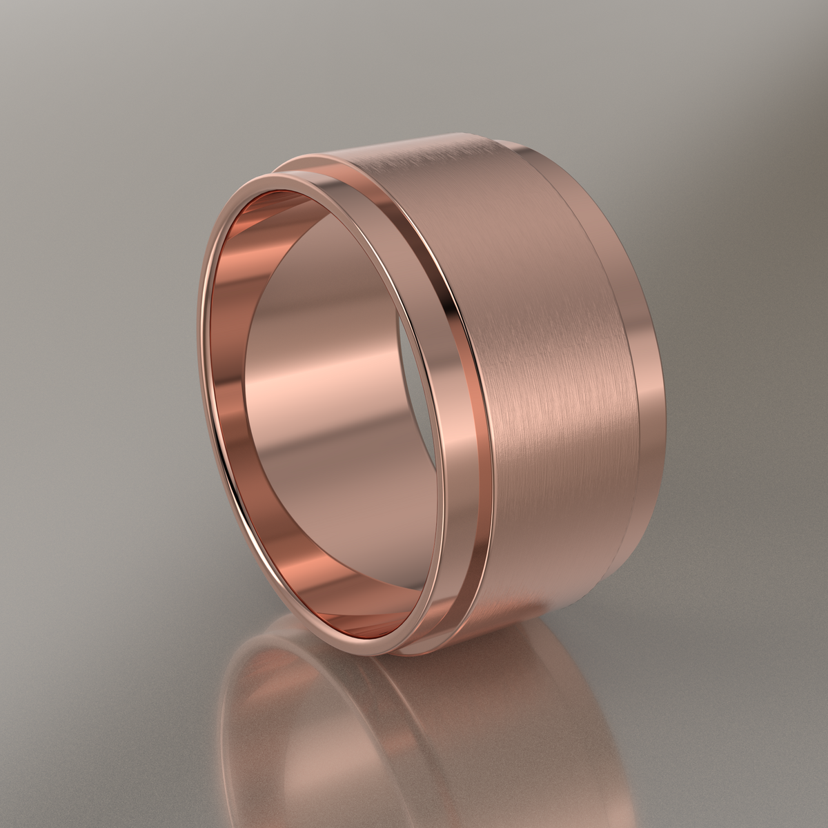 Brushed Rose Gold 10mm Step Edge Wedding Band