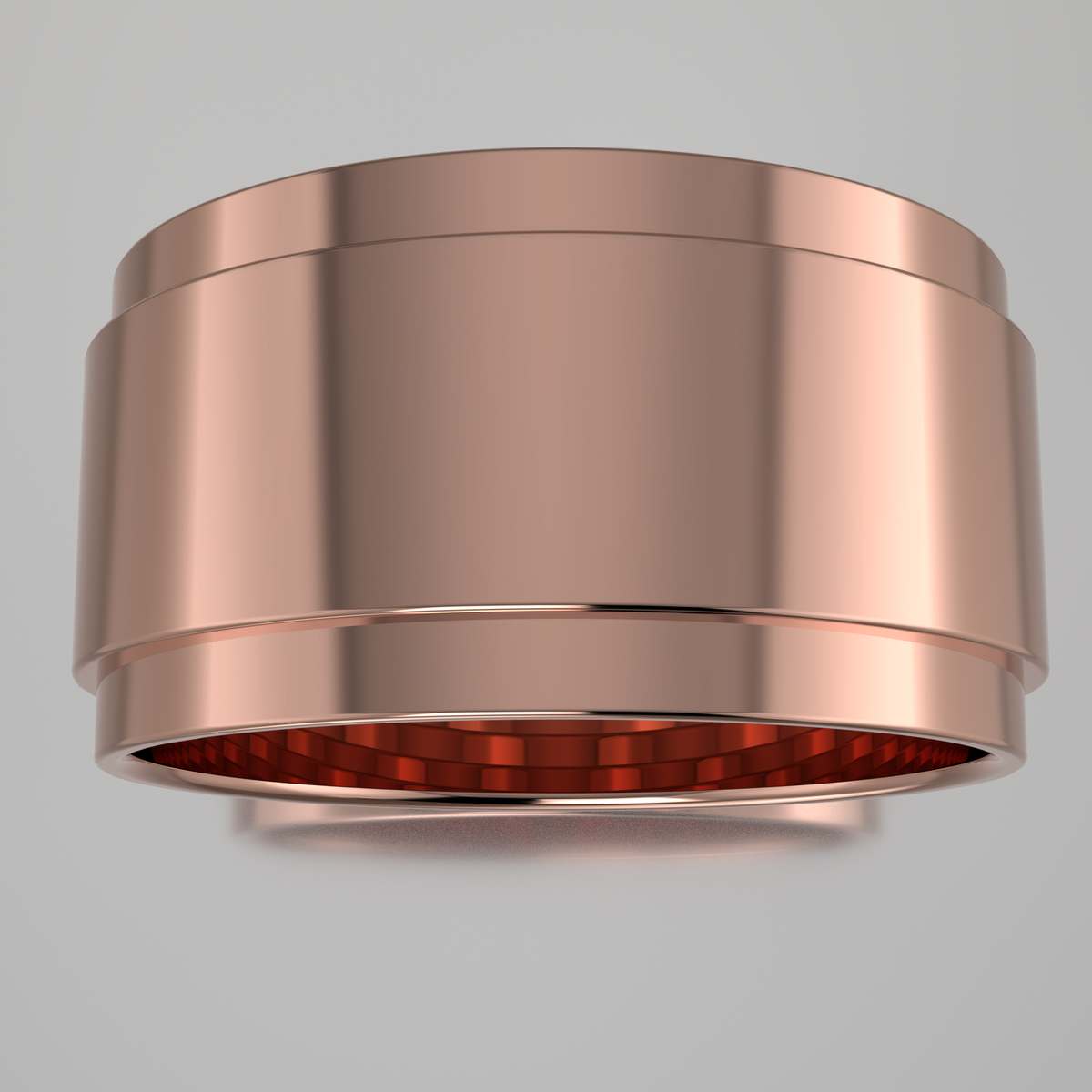 Polished Rose Gold 10mm Step Edge Wedding Band