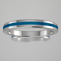Polished Sterling Silver 2.5mm Stacking Ring Blue Swirl Resin