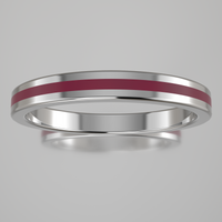 Polished Sterling Silver 2.5mm Stacking Ring Transparent Pink Resin