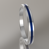Polished Sterling Silver 2.5mm Stacking Ring Dark Blue Resin