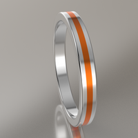 Polished Sterling Silver 2.5mm Stacking Ring Orange Resin