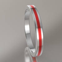 Polished Sterling Silver 2.5mm Stacking Ring Red Resin