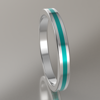 Polished Sterling Silver 2.5mm Stacking Ring Turquoise Resin