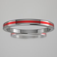 Polished Sterling Silver 2mm Stacking Ring Red Resin