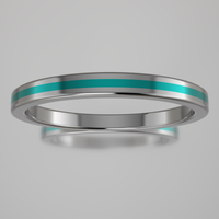 Polished Sterling Silver 2mm Stacking Ring Turquoise Resin