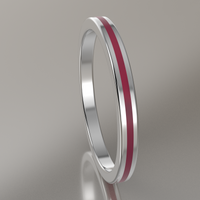 Polished Sterling Silver 2mm Stacking Ring Transparent Pink Resin