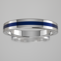 Polished Sterling Silver 3mm Stacking Ring Dark Blue Resin