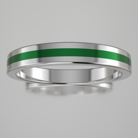 Polished Sterling Silver 3mm Stacking Ring Green Resin