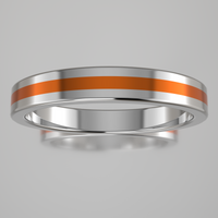 Polished Sterling Silver 3mm Stacking Ring Orange Resin