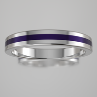 Polished Sterling Silver 3mm Stacking Ring Purple Resin