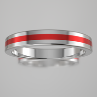 Polished Sterling Silver 3mm Stacking Ring Red Resin