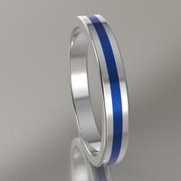 Polished Sterling Silver 3mm Stacking Ring Blue Resin