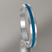 Polished Sterling Silver 3mm Stacking Ring Blue Swirl Resin